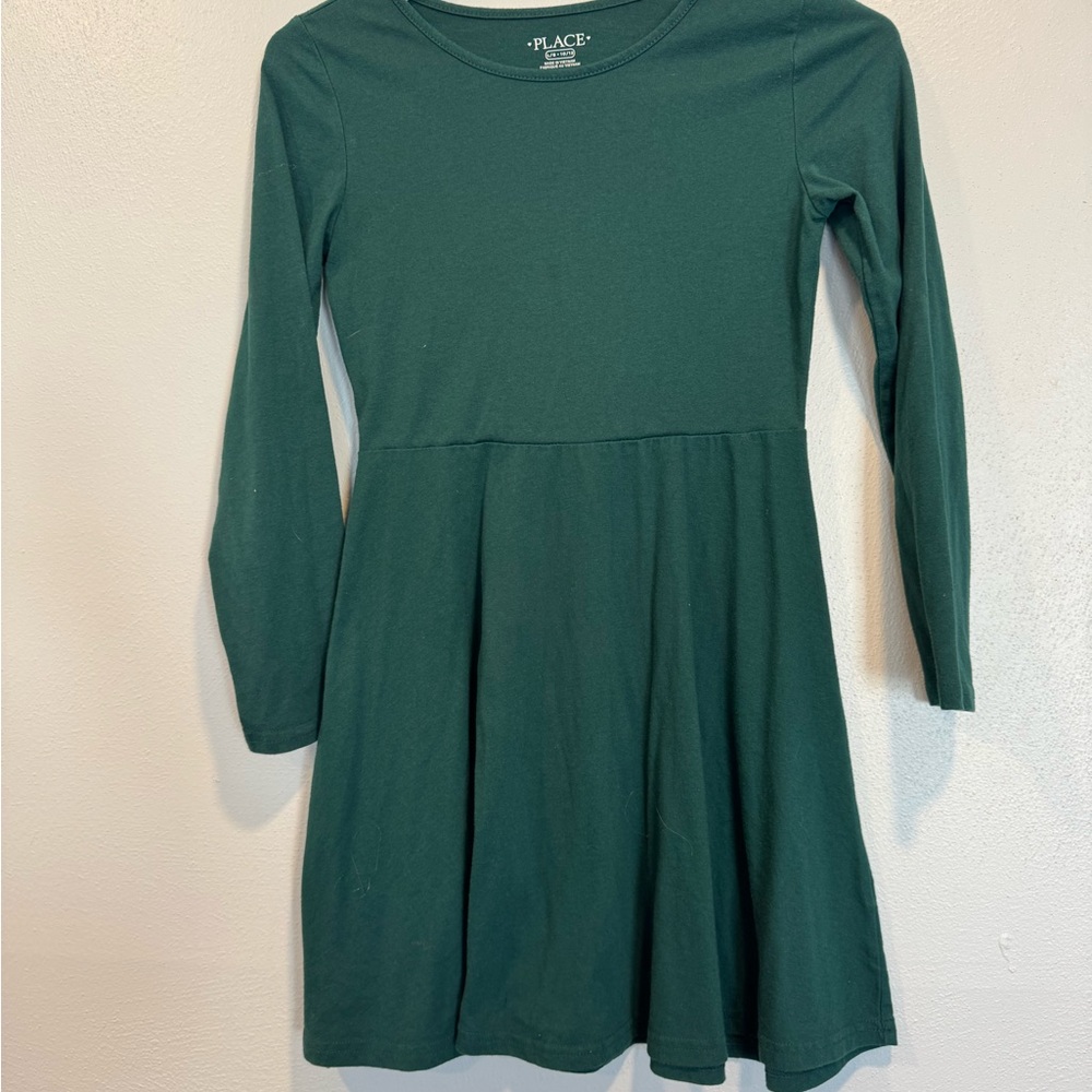 Place Green Fit and Flare Long Sleeve Dress